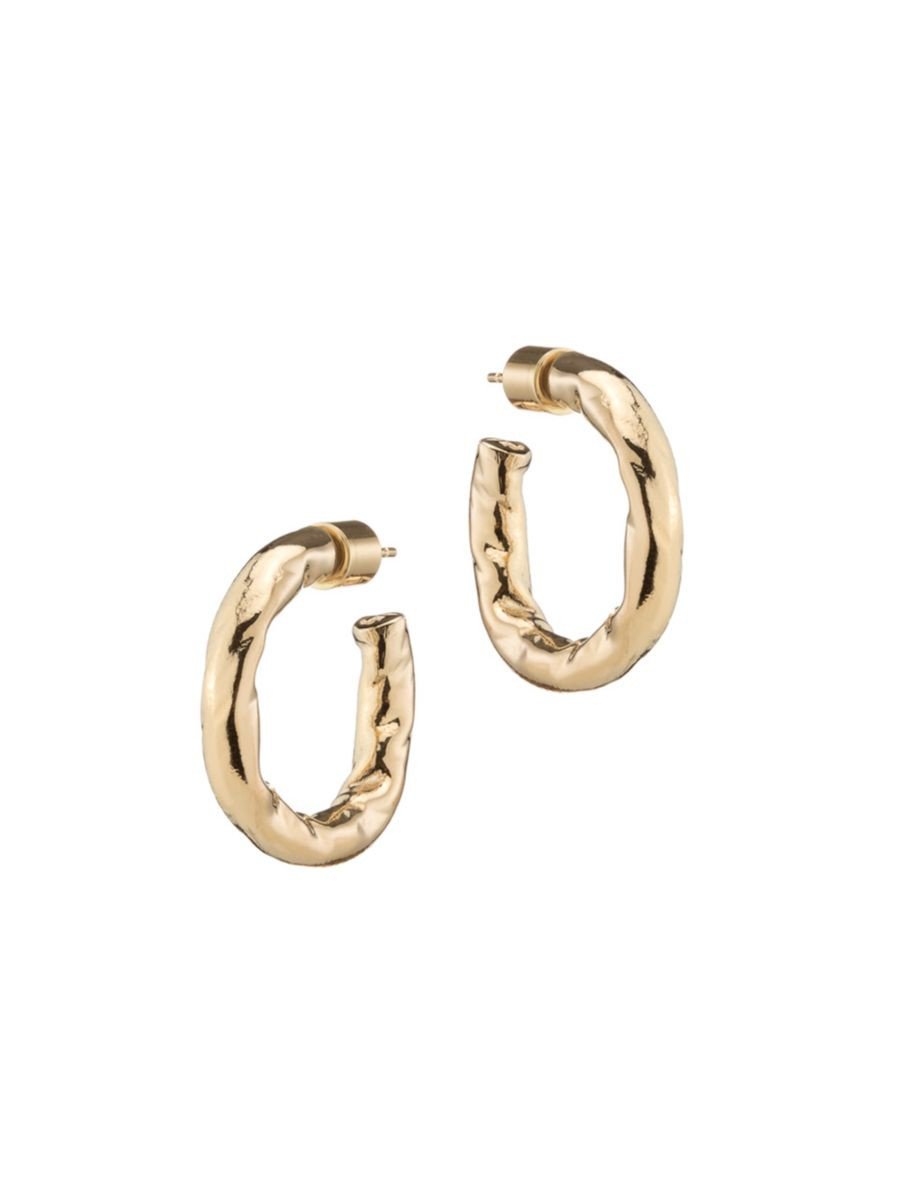Shop Jennifer Fisher Hailey 10K-Gold-Plated Oval Huggie Hoop Earrings | Saks Fifth Avenue | Saks Fifth Avenue
