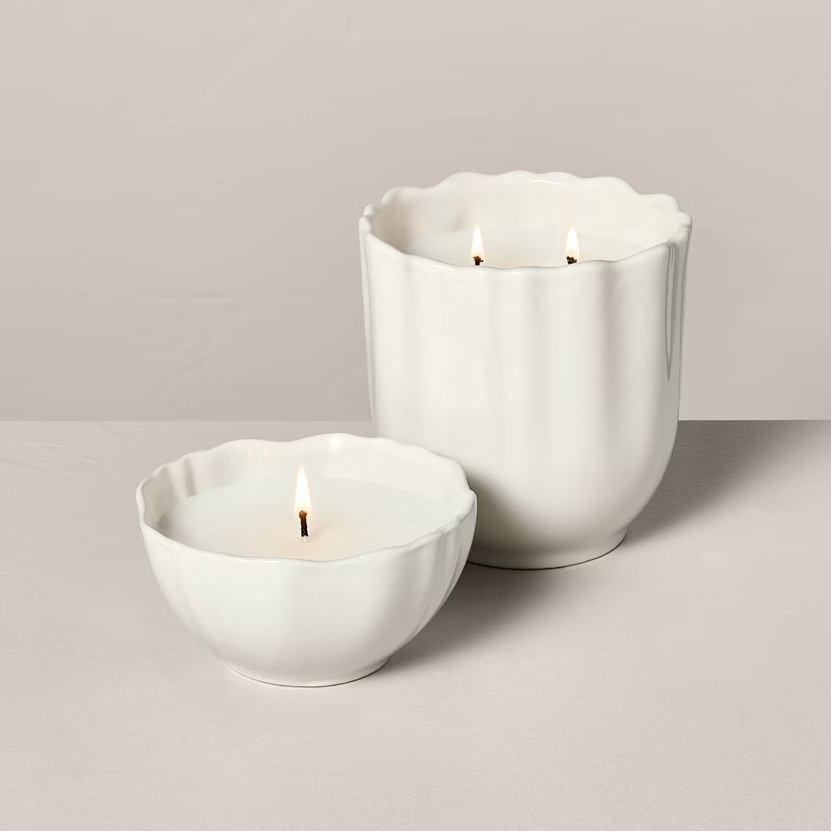 Scalloped Ceramic Lavender and Birch Jar Candle Cream - Hearth & Hand™ with Magnolia | Target