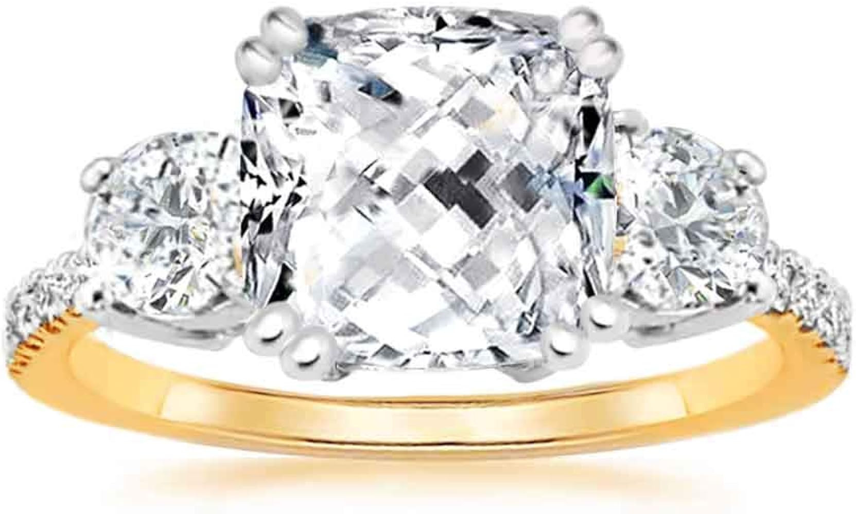 Samie Collection Meghan Markle Inspired 3 Stone Cushion Cut Simulated Diamond Modern Royal Engage... | Amazon (US)