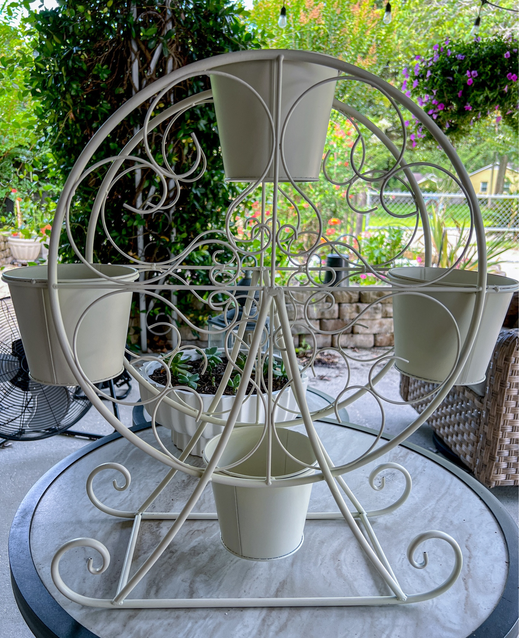 Ferris Wheel Plant Stand Vintage White Iron Planter Perfect For Flowers & Herbs In The Garden

#LTKSaleAlert #LTKSummerSales
