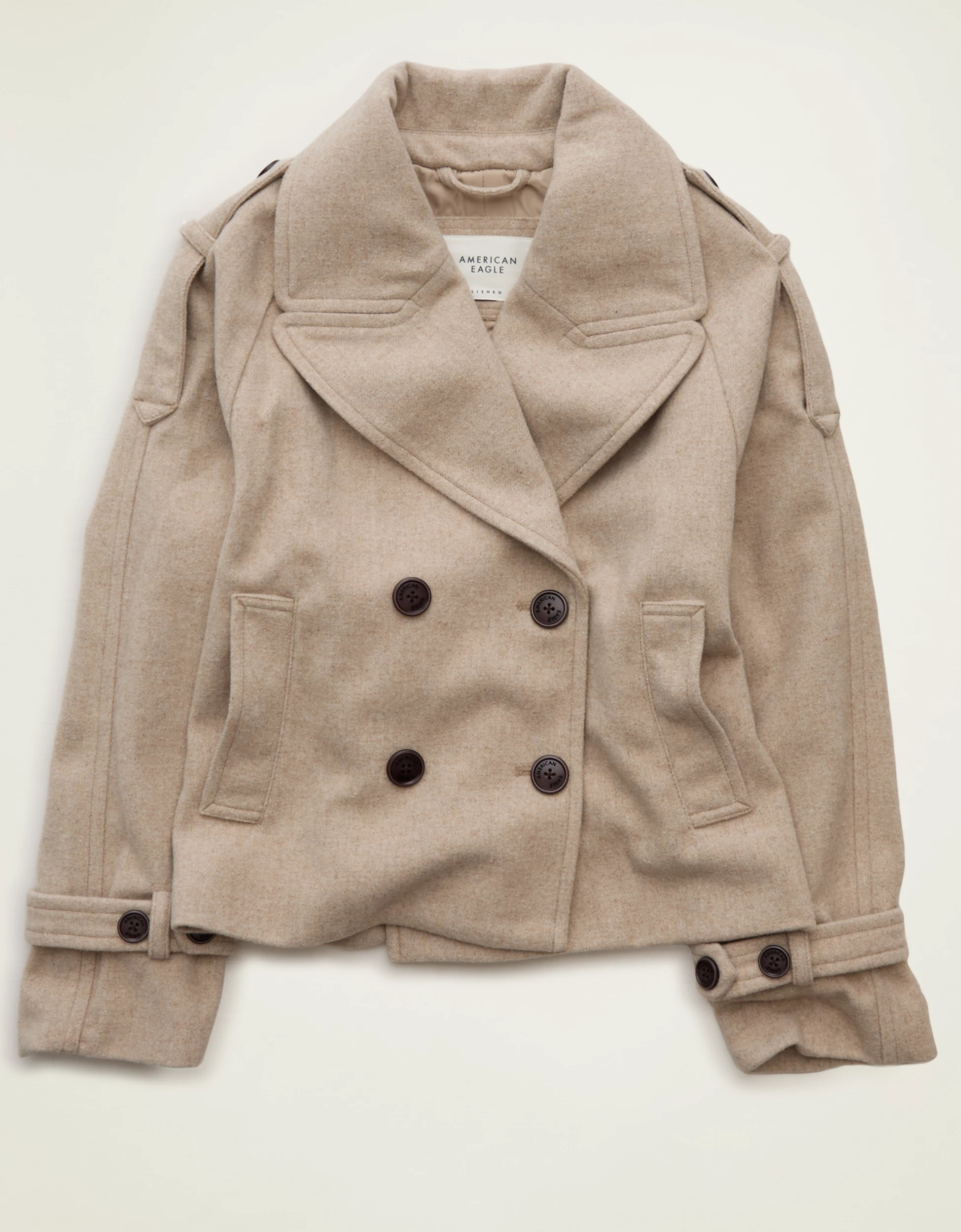 AE Short Wool-Blend Trench Coat | American Eagle Outfitters (US & CA)