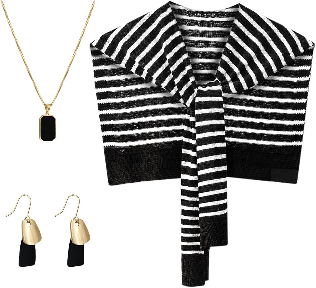 WaJuemy Women's Sweater Knitted Knotted Shawl Wraps Casual Sweater Cape Shoulder Tops Blouses Fas... | Amazon (US)