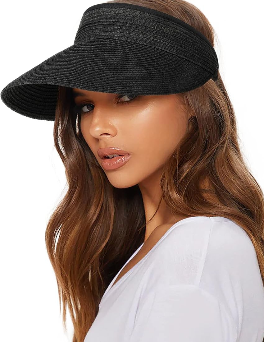 FURTALK Womens Sun Visor Hat Straw Sun Visors for Women Summer Packable Ponytail Beach Hats for W... | Amazon (US)