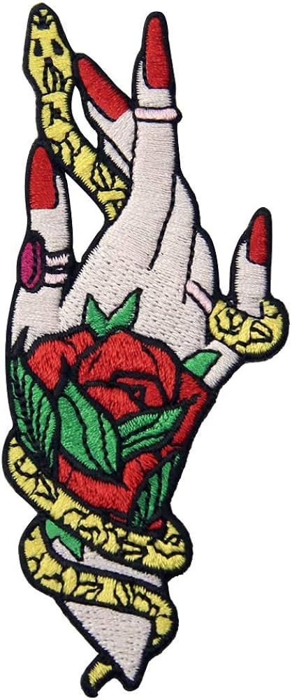 Floral Snake and Witchy Hand Patch Embroidered Applique Badge Iron On Sew On Emblem | Amazon (US)