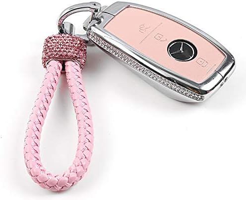 TopDall Bling Crystal Leather Key Fob Sleeve Chain Compatible for Mercedes Benz | Amazon (US)