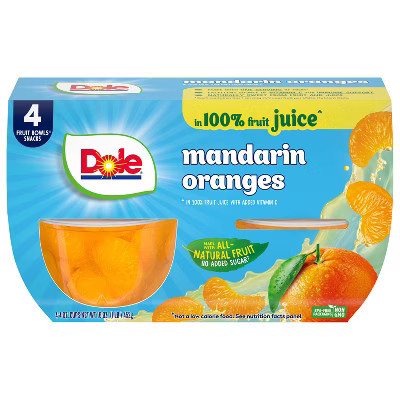 Dole Mandarins in 100% Juice Fruit Cups - 16oz/4ct | Target