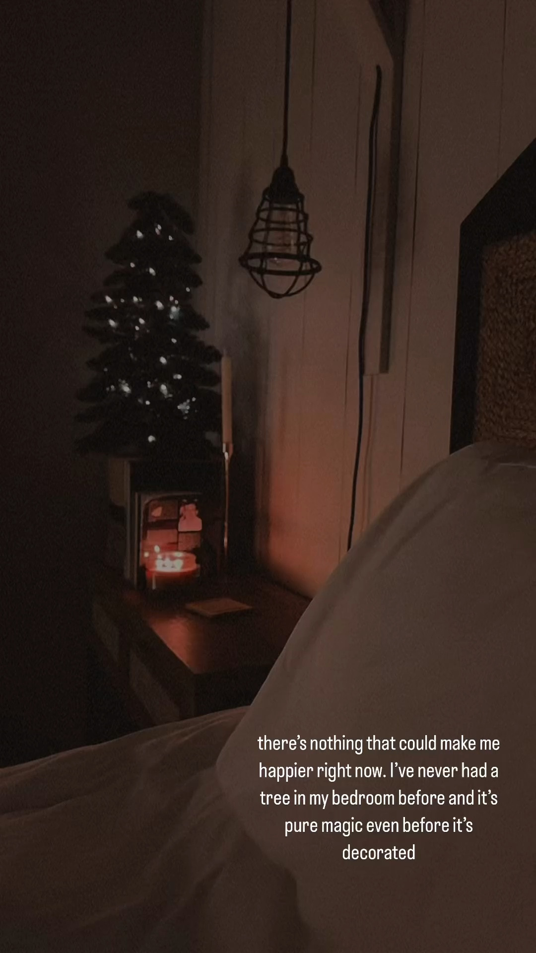 Christmas tree, master bedroom, Christmas bedroom, mini Christmas tree, twinkle lights 
