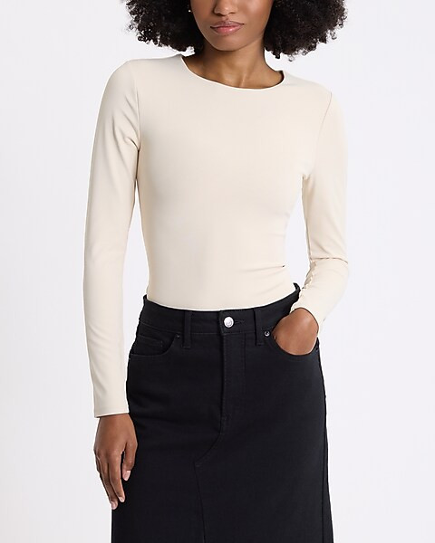 Body Contour High Compression Crew Neck Long Sleeve Bodysuit | Express