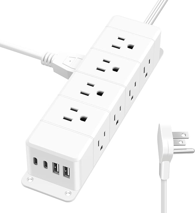 40W Fast Charging Under Desk Power Strip,12 Outlet Mountable Power Strip with 4 USB,1200J Surge P... | Amazon (US)