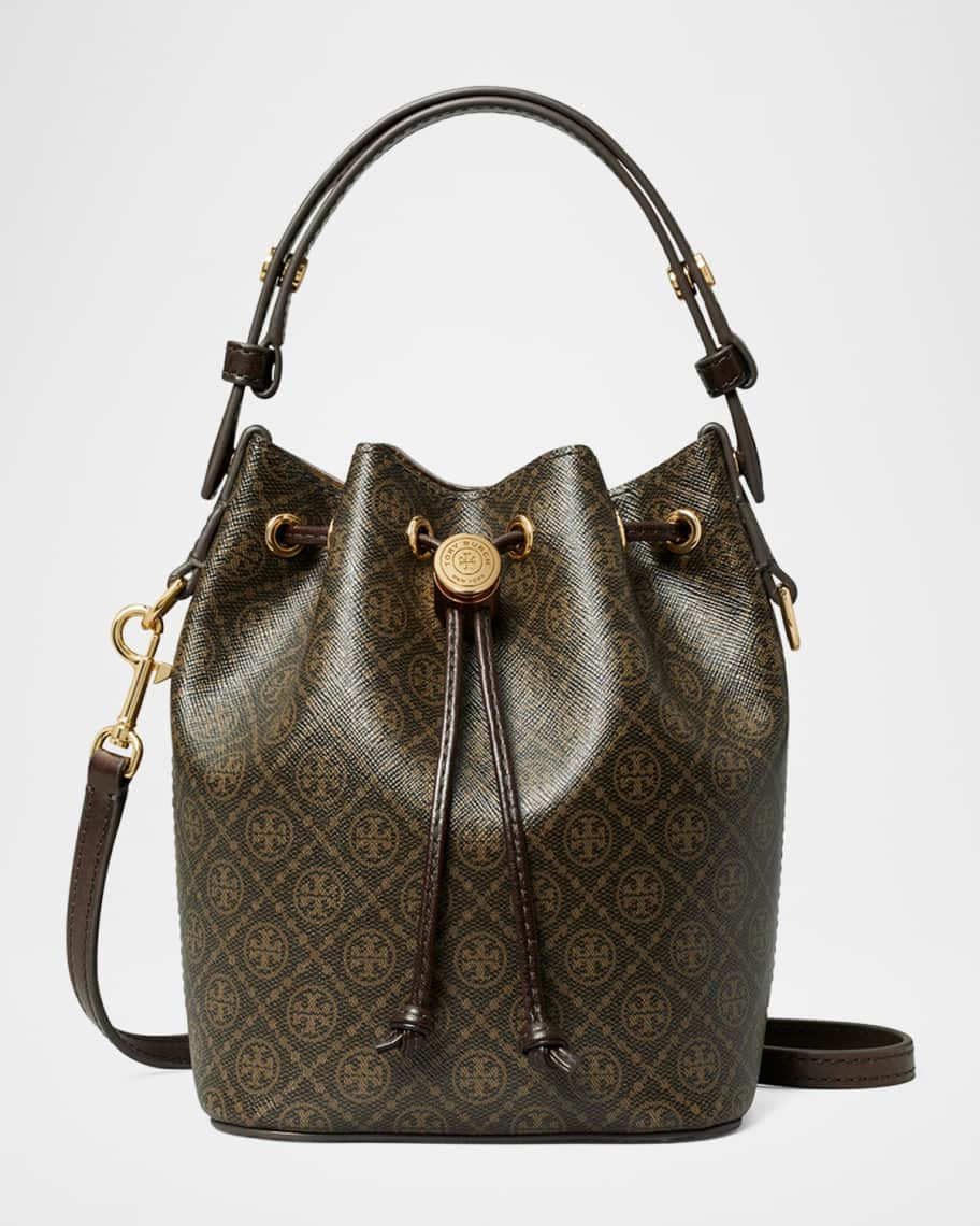 Tory Burch Mini T Monogram Coated Canvas Bucket Bag | Neiman Marcus