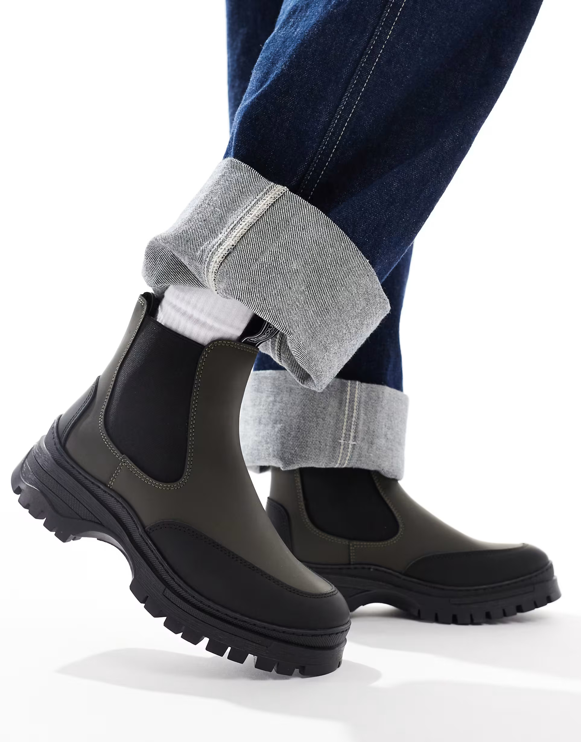 Barbour International Morgan leather rubber ankle boots in khaki/black | ASOS (Global)