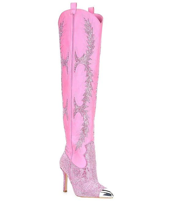 KatyannaTwo Rhinestone Embellished Over-the-Knee Western Dress Boots | Dillard's