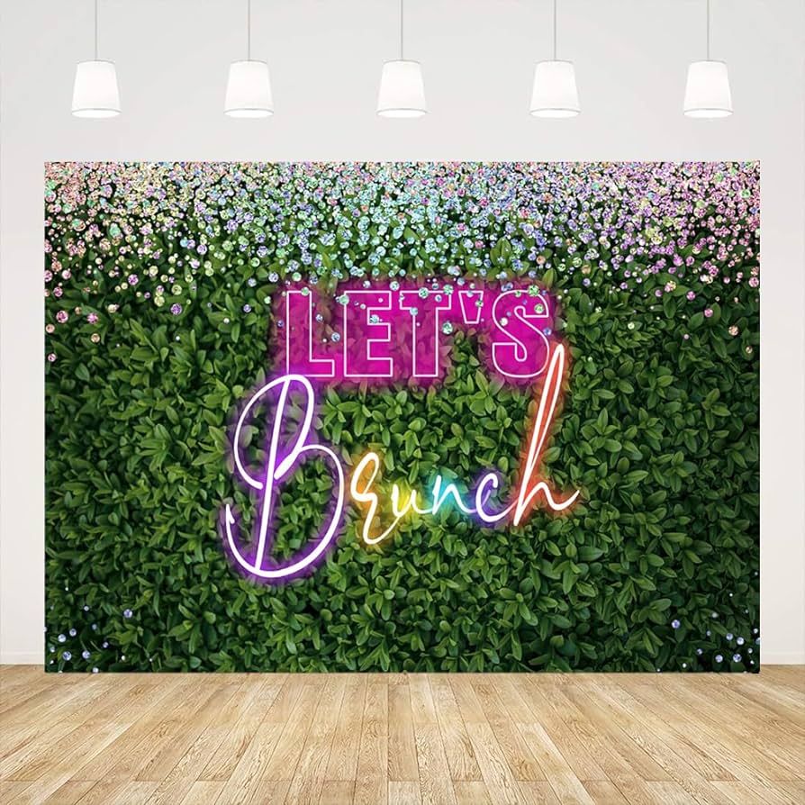 Ticuenicoa Let's Brunch Backdrop 7x5ft Digital Neon Greenery Pink Rainbow Lets Brunch Photography... | Amazon (US)