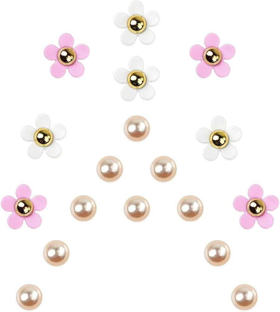 Fullstierna 18Pcs Daisy Flower Pearl Shoe Charms, Pink and White Acrylic Decoration Charms for Wo... | Amazon (US)