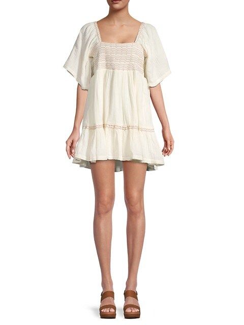 Free People Easy To Love Bubble Smocked Mini Dress on SALE | Saks OFF 5TH | Saks Fifth Avenue OFF 5TH