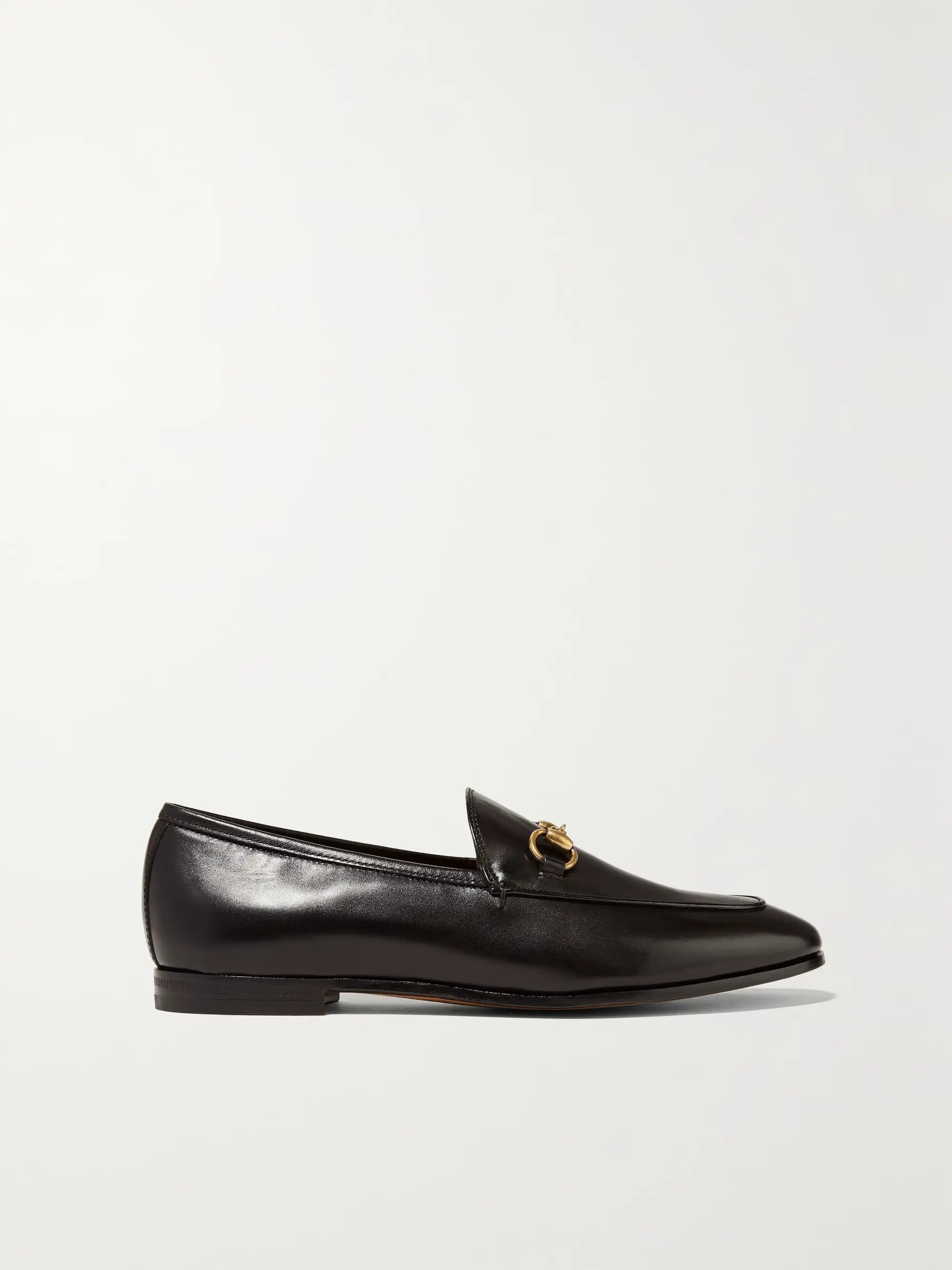 GUCCI Jordaan horsebit-detailed leather loafers | NET-A-PORTER | NET-A-PORTER (UK & EU)