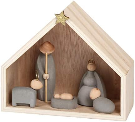 One Hundred 80 Degrees Wood and Concrete 6 Piece Nativity, Creche 6.75 Inches x 7.5 Inches | Amazon (US)