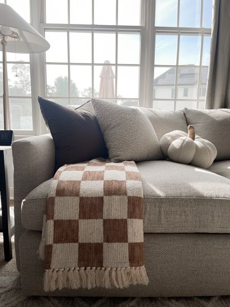 The viral checkered throw blanket from the new Target fall collection is so beautiful! 

Living room decor, layered rugs, neutral decor, end table, side table, crate & barrel lounge sectional, ottoman cube, threshold, target home, Amazon home, studio McGee style, hearth & hang style, couch decor, pumpkin pillow, pottery barn cozy pumpkin dupe, empire lamp, floor lamp, beige rug, jute rug, throw pillows, boucle pillow, coffee table books, checkered throw, checkered home decor, trending home decor