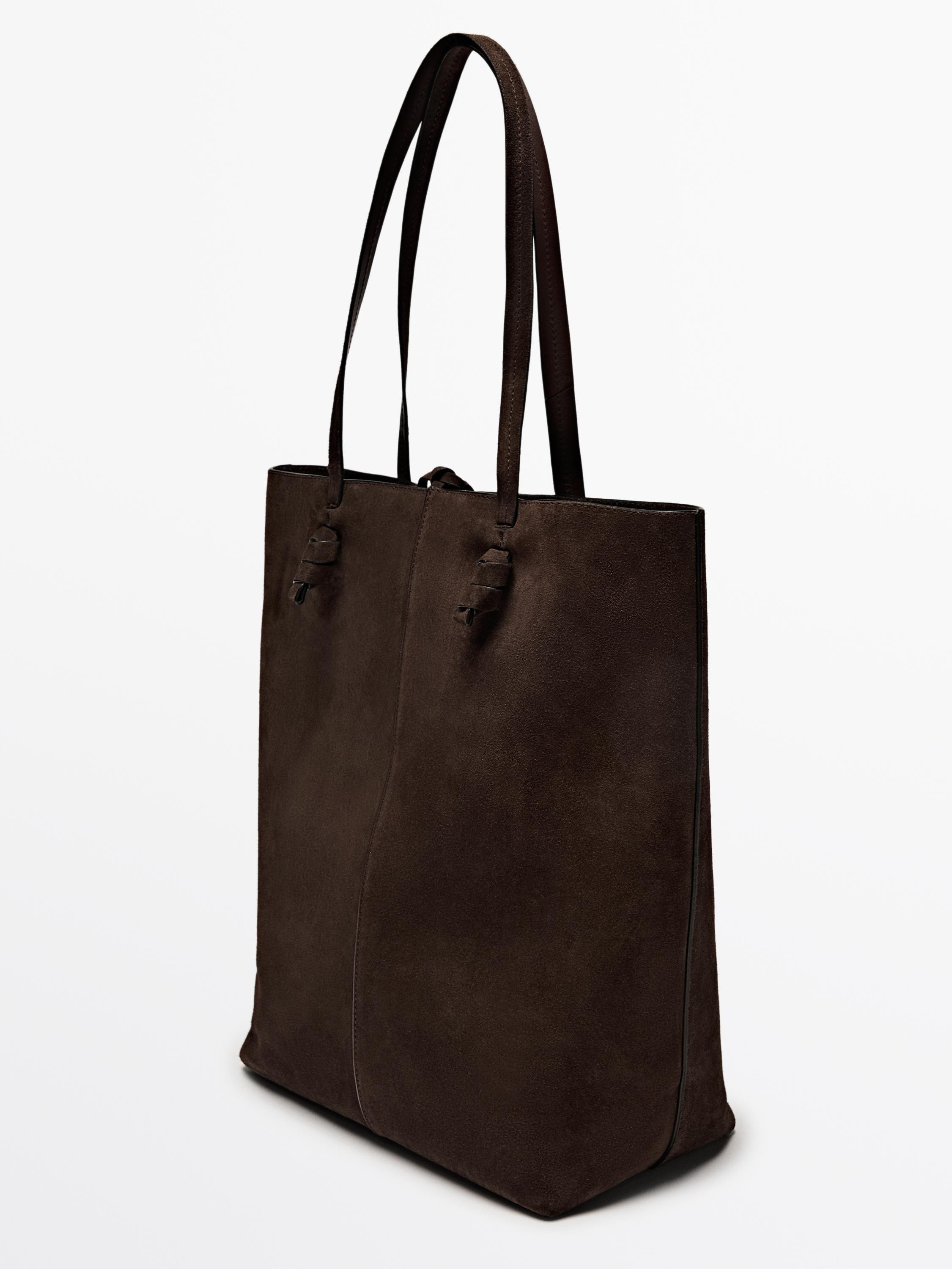 Split leather bucket bag with knot | Massimo Dutti US