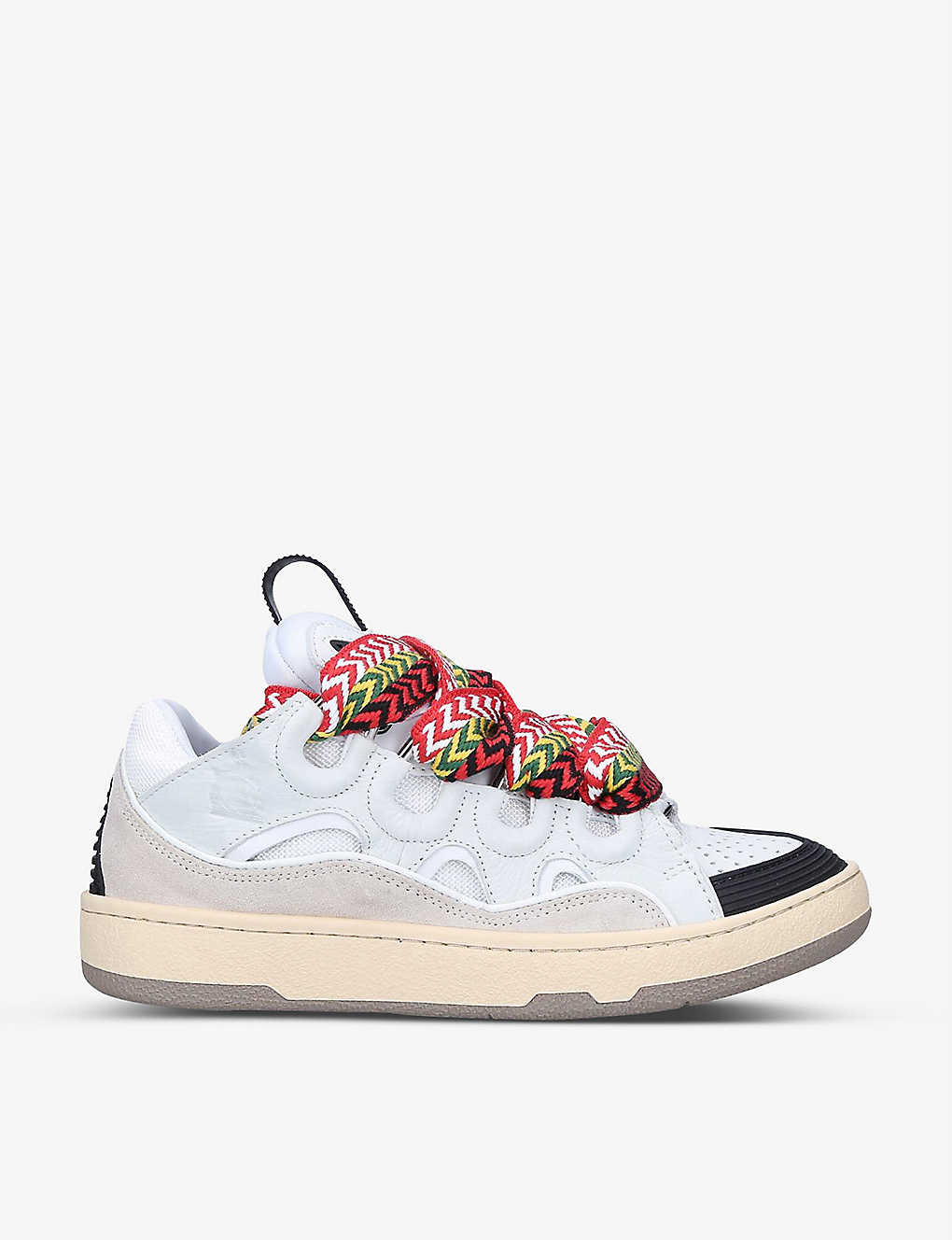 Curb lace-up leather, suede and mesh low-top trainers | Selfridges