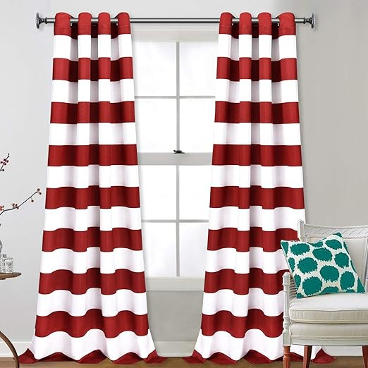 VERTKREA Stripe Window Curtain Striped Room Window Treatment Grommet Curtains 52 × 84 Inches Str... | Amazon (US)