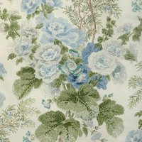Lee Jofa HOLLYHOCK HDB Fabric, 100% Cotton in Blue/Leaf by DecoratorsBest | DecoratorsBest