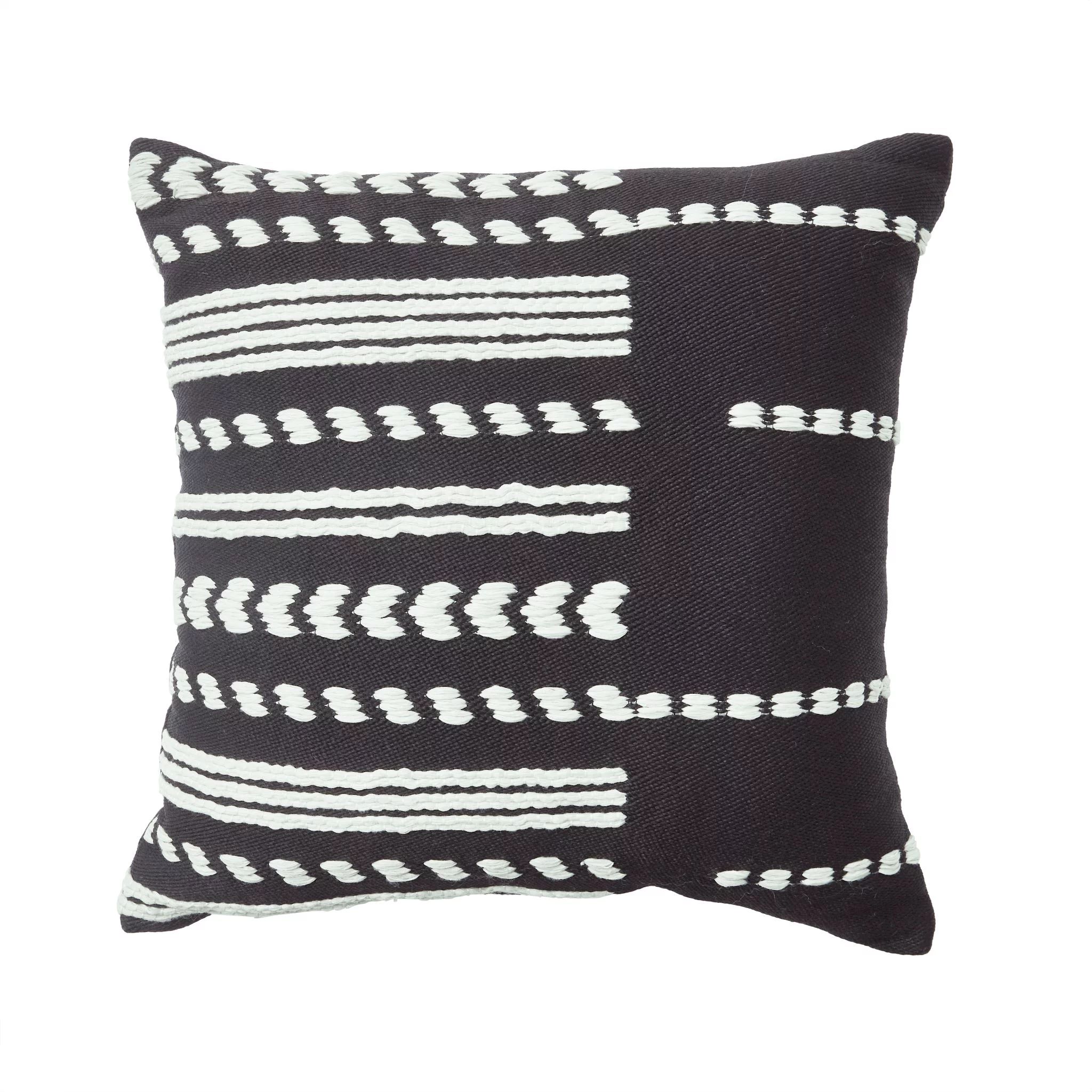 Better Homes & Gardens Modern Stripe Outdoor Toss Pillow, 19" x 19", Square, Black, 1 Pillow per ... | Walmart (US)