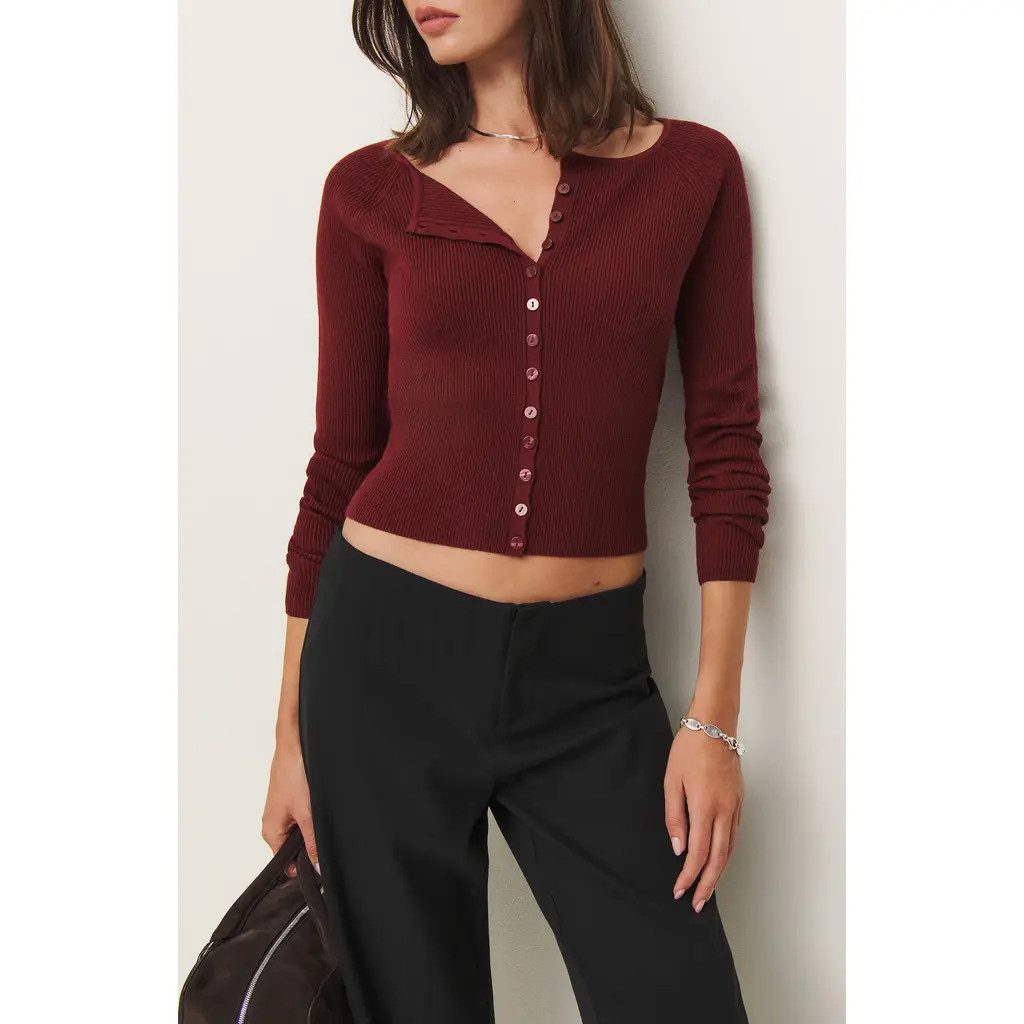Reformation Meadow Wool Crop Cardigan in Chianti at Nordstrom, Size Medium | Nordstrom