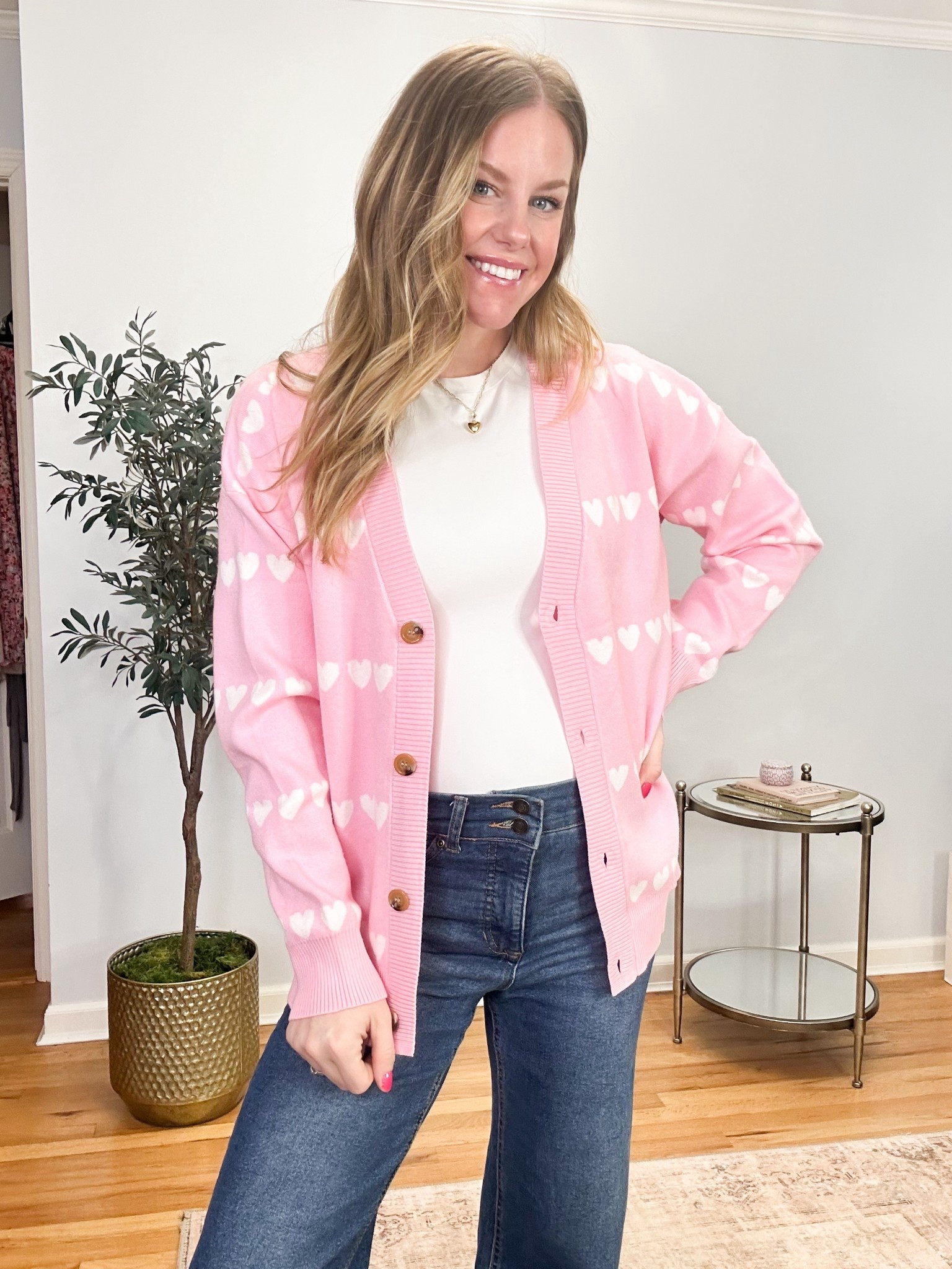This Valentine’s Day heat cardigan is so soft! Wearing size M 

Valentine’s Day outfit for women

#LTKValentine #LTKootd