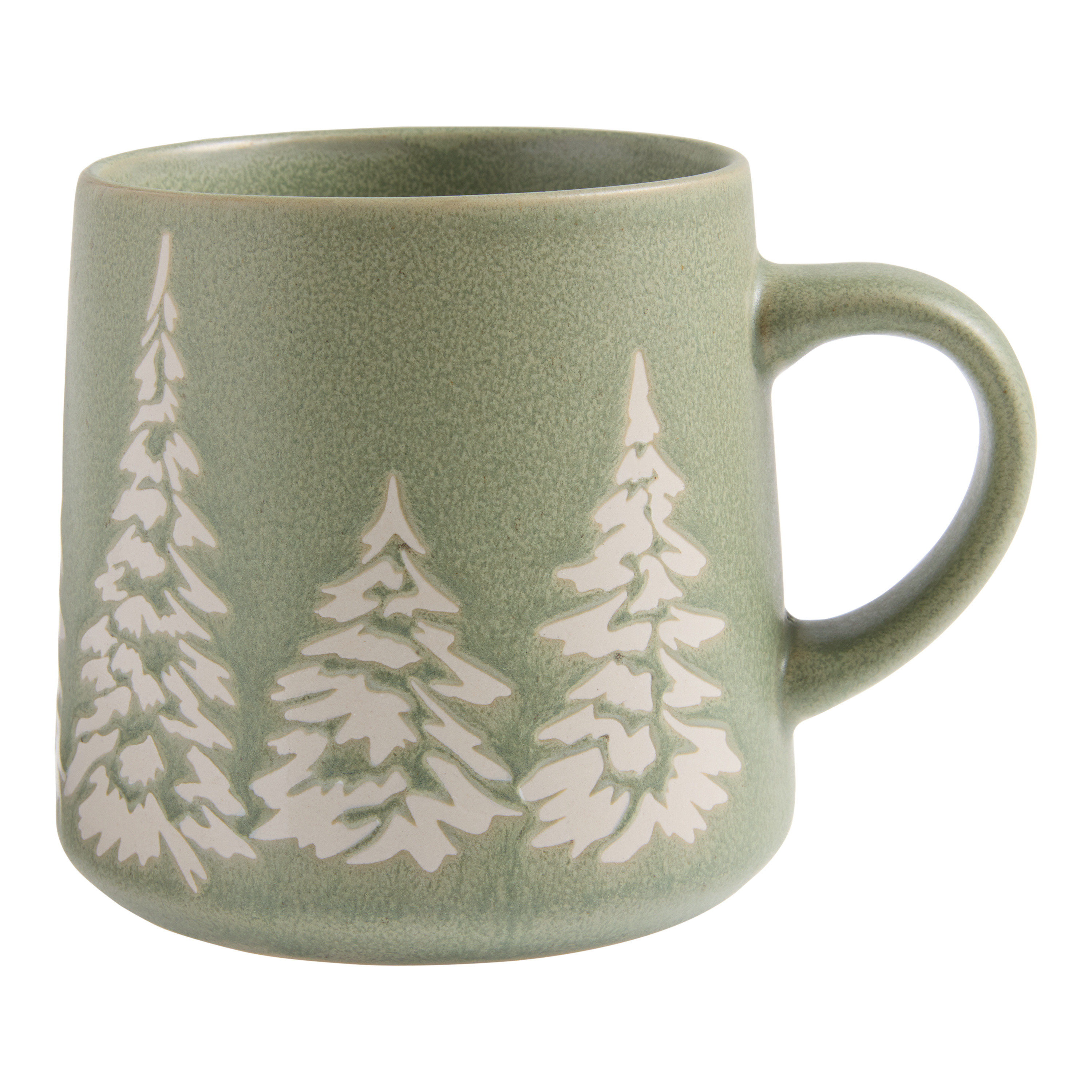 Evergreen Grove Green Reactive Glaze Wax Resist Ceramic Mug | World Market