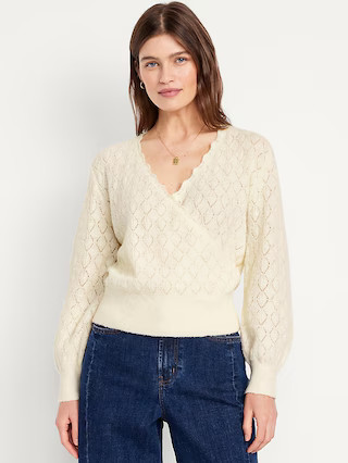 Wool-Blend Wrap-Front Sweater | Old Navy (US)