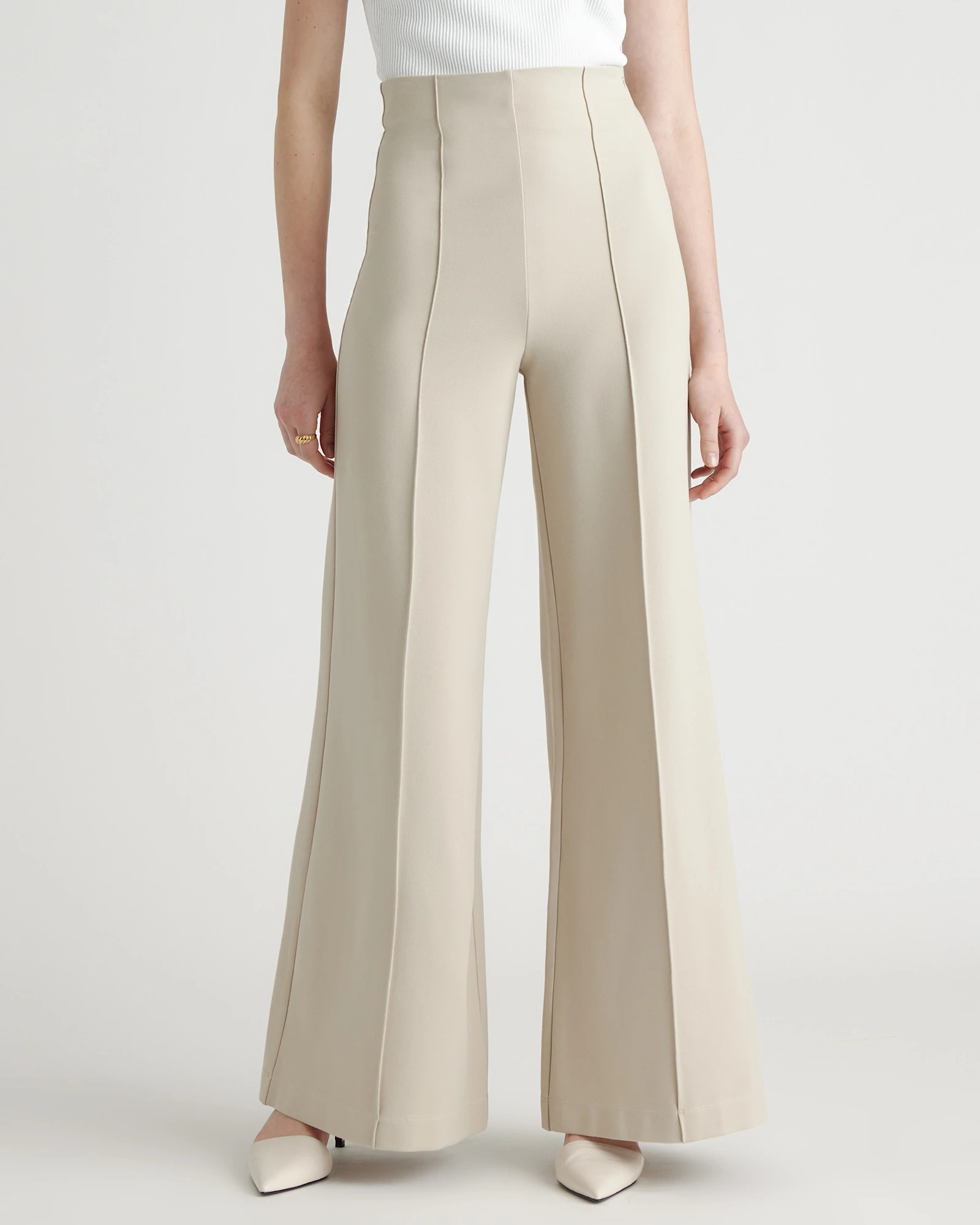 Quince | Women's Ultra-Stretch Ponte Super Wide Leg Pants in Espresso, Size Small, Rayon | Quince