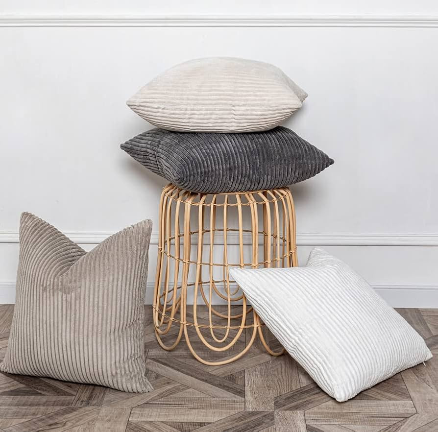 Komollocoe Spring Neutral Pillow Covers 18x18 Set of 4 Velvet Boho Decorative Throw Pillows for C... | Amazon (US)