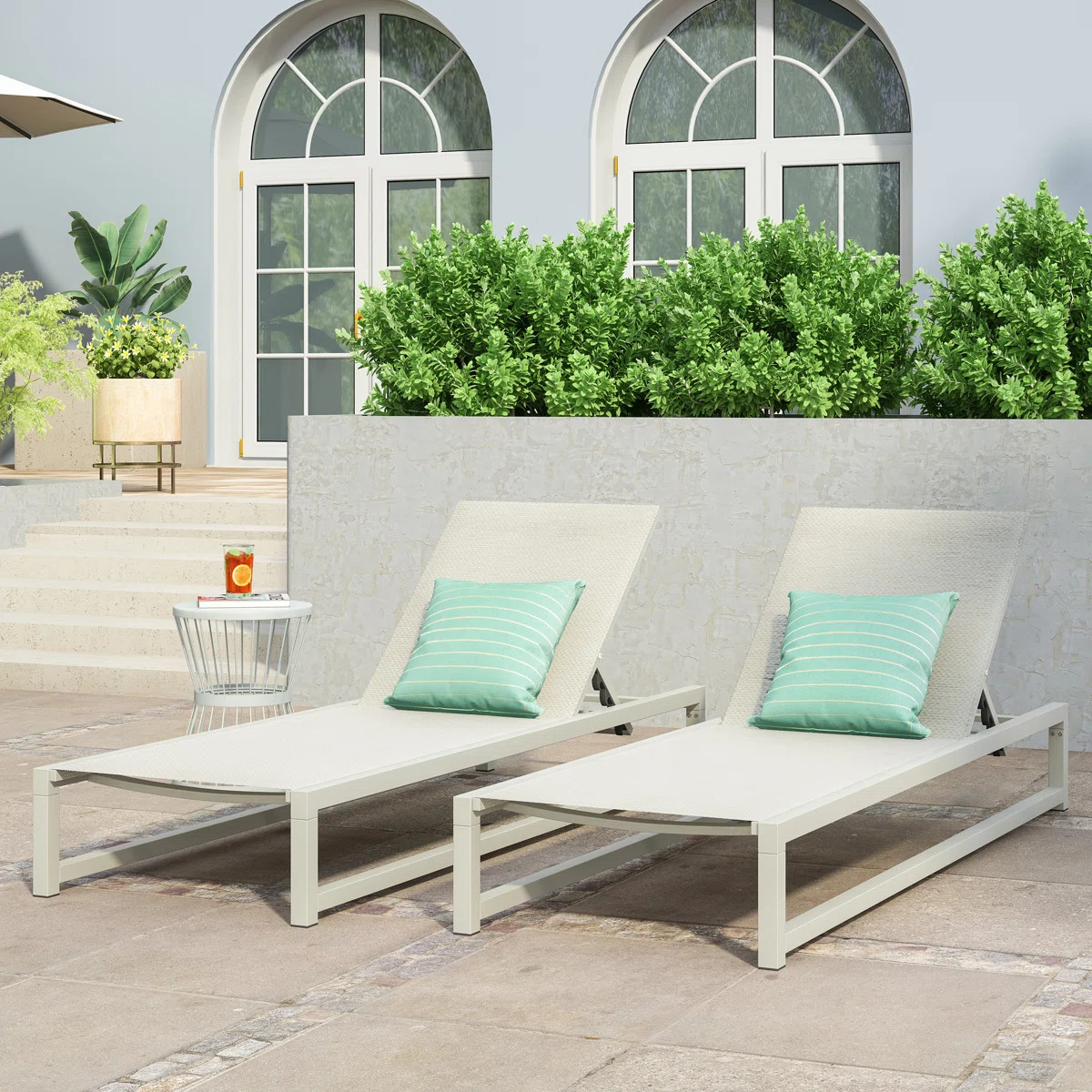 Clian Outdoor Metal Chaise Lounge Set (Set of 2) | Wayfair North America