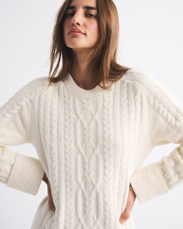 The A&F Madeline Cable Mini Sweater Dress | Abercrombie & Fitch (UK)