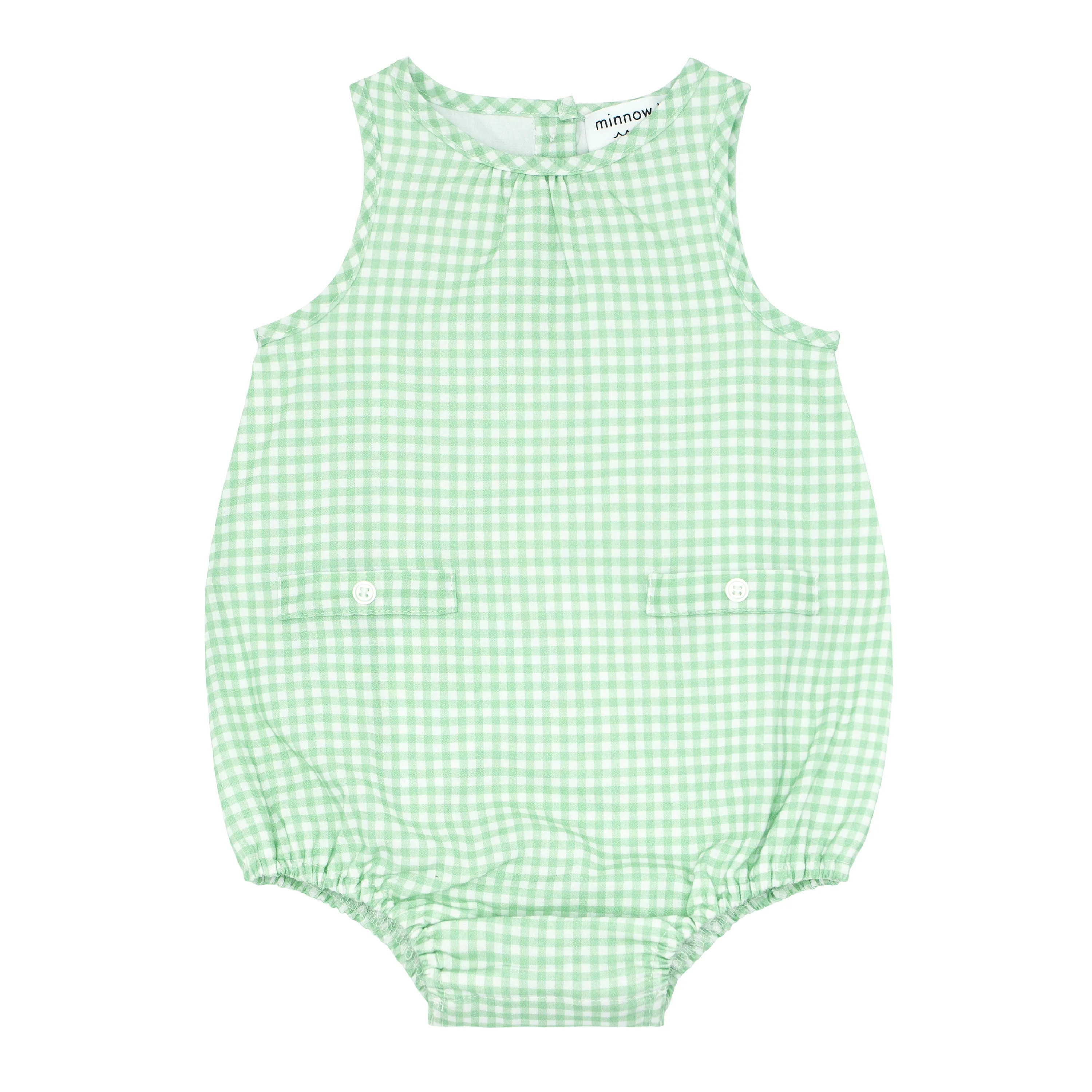 baby palm gingham bubble romper | minnow