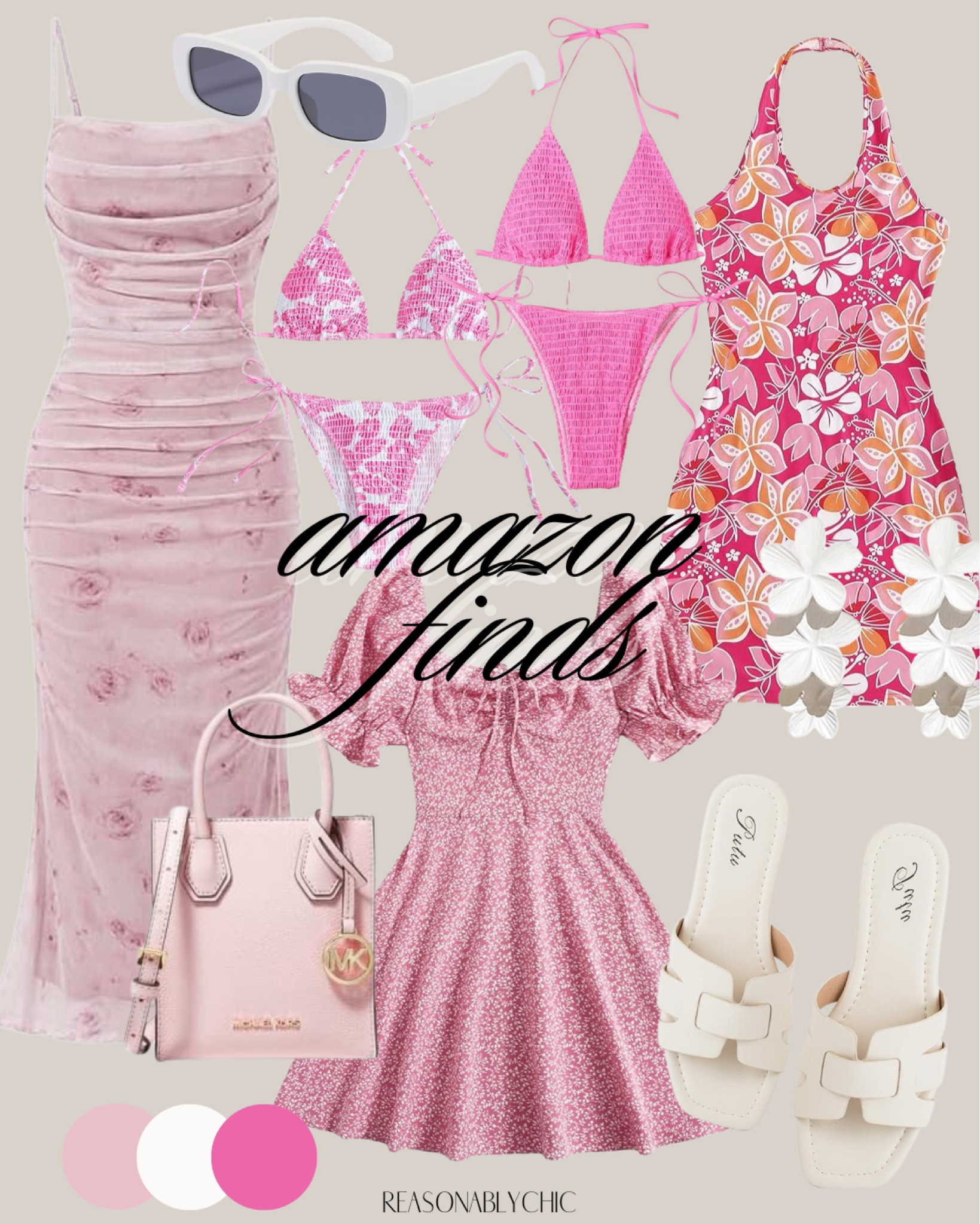 mini light pink hoco dress Short Pink Print A-Line Homecoming Dress with Ruffles Pink / 8 main image 1