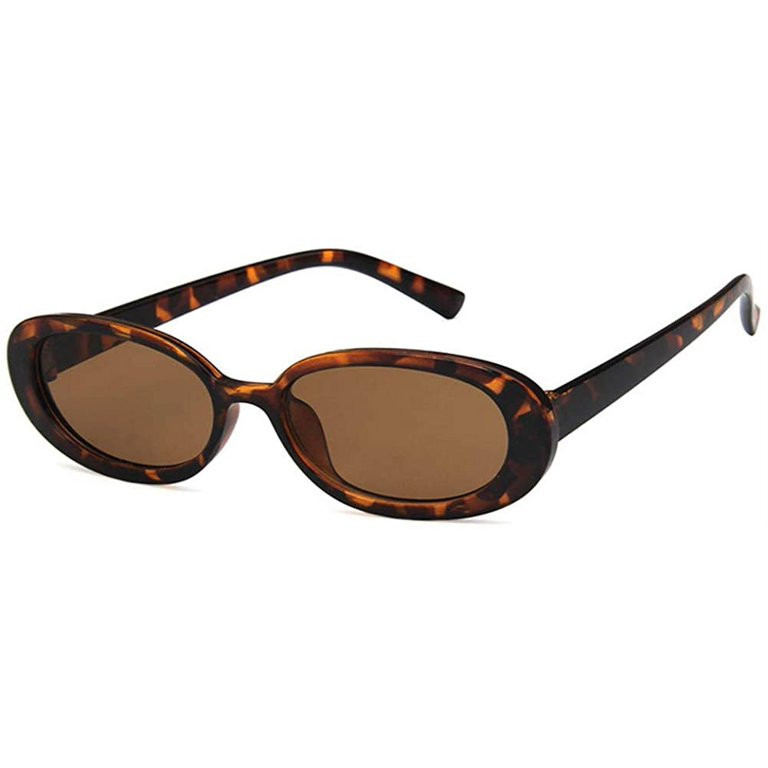 Retro Oval Sunglasses for Women Fashion Small Oval Frame Sun Glasses 90s Vintage Style Shades - L... | Walmart (US)