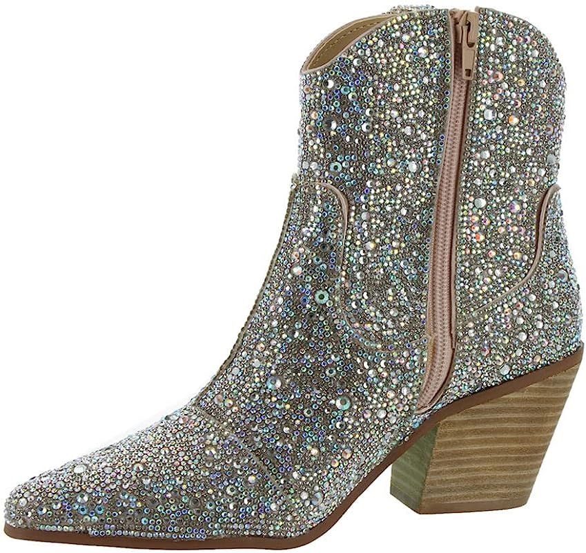 Amazon.com | Blue by Betsey Johnson Women's Diva Western Boot, Rhinestone, 7.5 | Knee-High | Amazon (US)