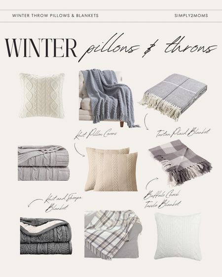 Add some cozy vibes to your home this winter with neutral-toned throw pillows and blankets. Embrace the season with throws made from a variety of cozy fabrics like knit, sherpa, and chenille in a mix of classic patterns including  solids, buffalo check, and tartan plaid. #winterdecor #throwpillows #throwblankets 

#LTKhome #LTKstyletip #LTKSeasonal