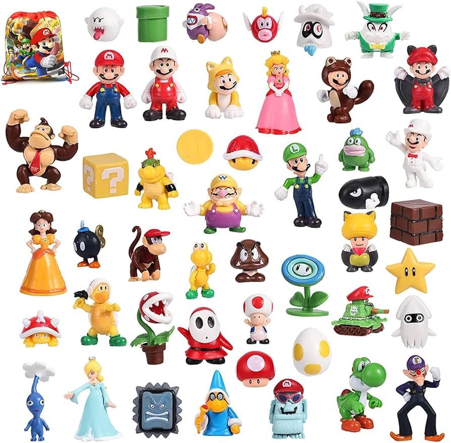 48 Pieces Mario Character Action Figures Toys Set,0.8"-2" Super Mary Bros Toy Birthday Party Favo... | Amazon (US)