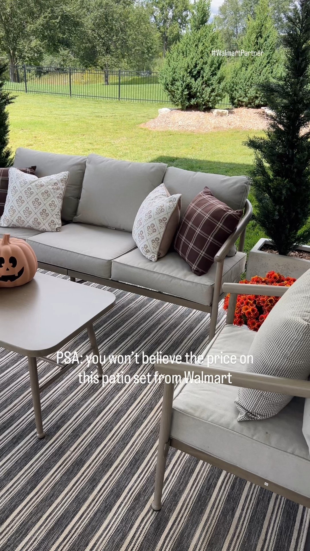 I can’t believe the price on this patio set from @walmart! #WalmartPartner 
It has removeable cushion covers that are water, UV, and stain proof. It is also completely weather and rust proof as well! I grabbed everything on Walmart. I love the western vibes. 

#LTKHome #LTKSeasonal #LTKStyleTip