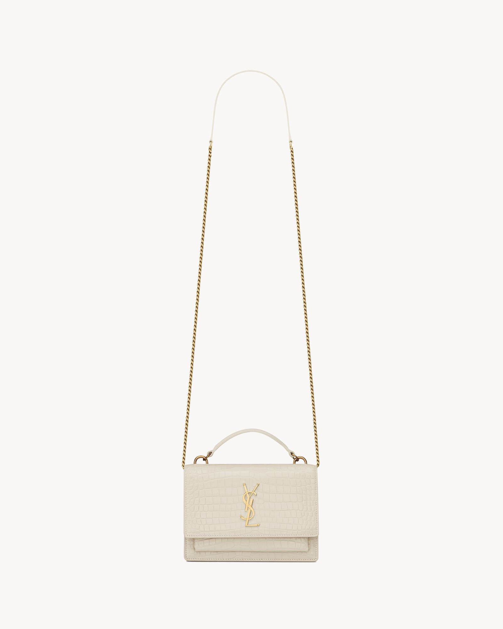 sunset chain wallet in crocodile-embossed shiny leather | Saint Laurent Inc. (Global)