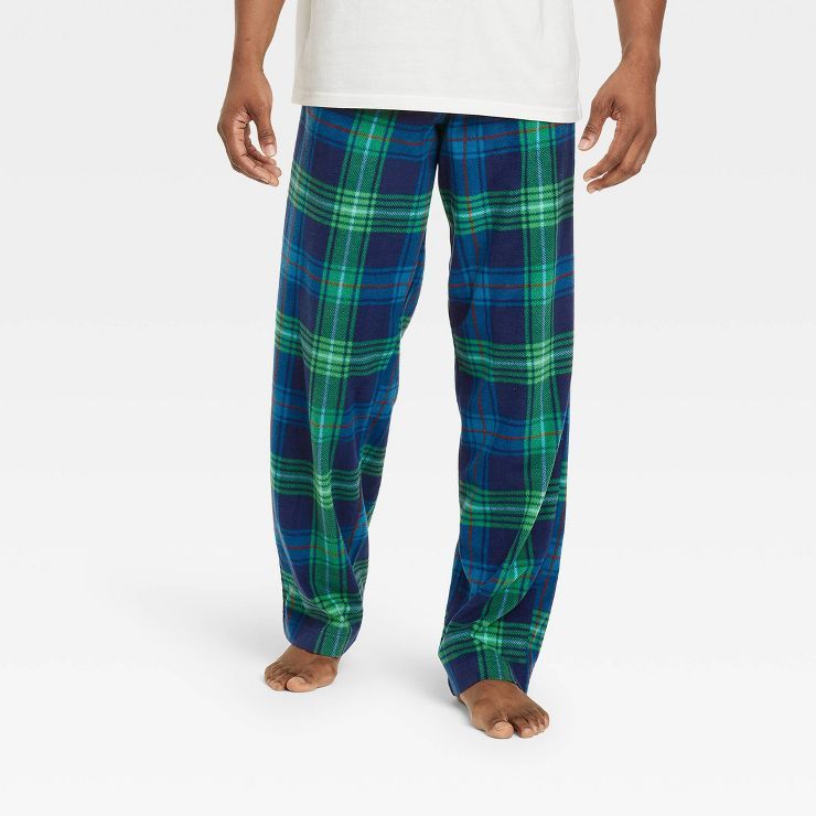 Men's Holiday Tartan Plaid Fleece Matching Family Pajama Pants - Wondershop™ Blue | Target
