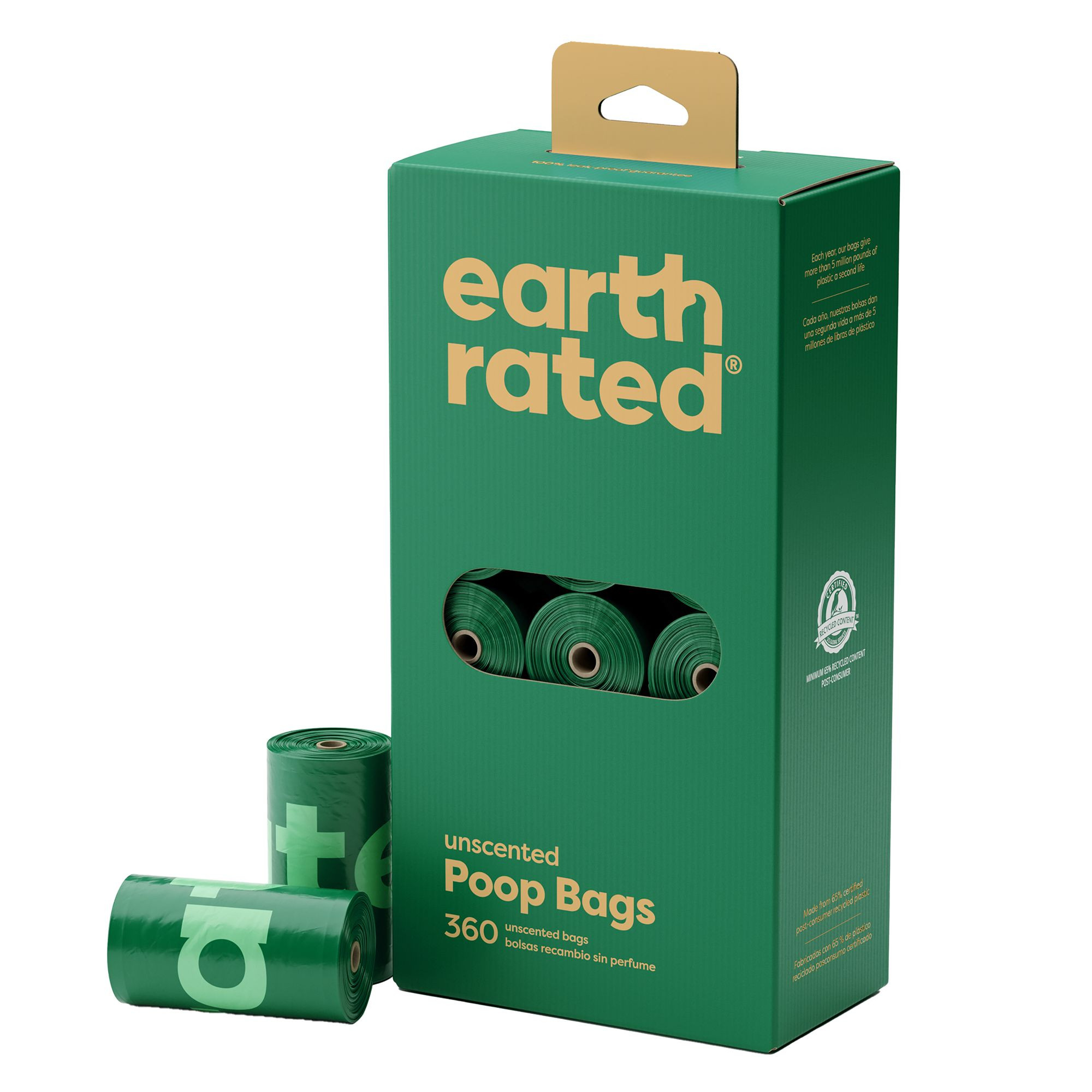Earth Rated Unscented Leakproof Dog Poop Bags, 360 Count on 18 Single Refill Rolls | PetSmart
