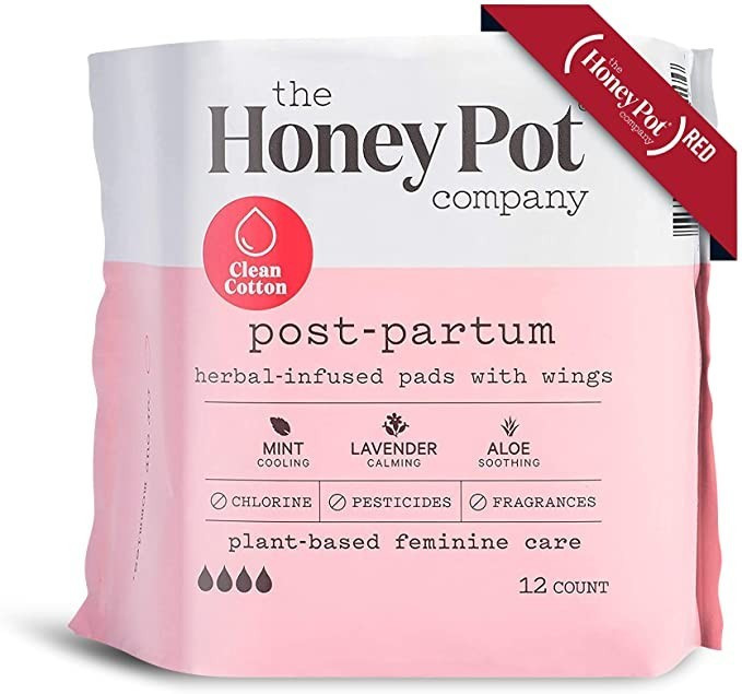 The Honey Pot Company Clean Cotton Postpartum Pads (12 Count), Herbal-Infused, Postpartum and Mat... | Amazon (US)