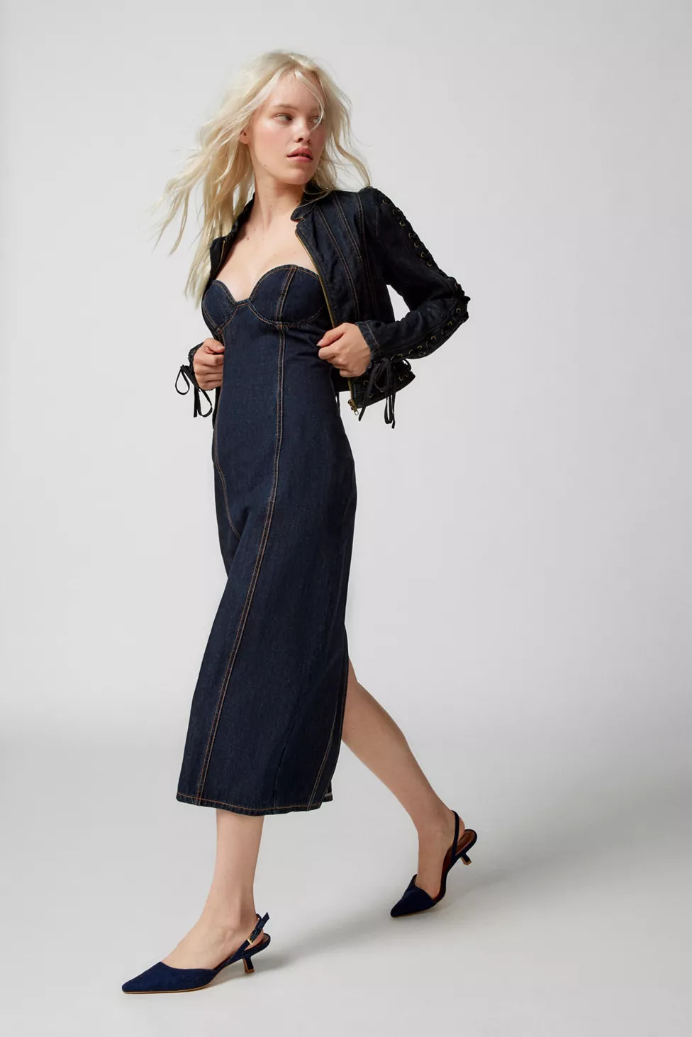 Lioness Smokeshow Denim Strapless Midi Dress | Urban Outfitters (US and RoW)