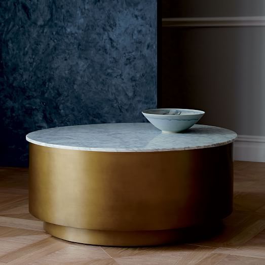 Marble + Metal Drum Coffee Table | West Elm (US)