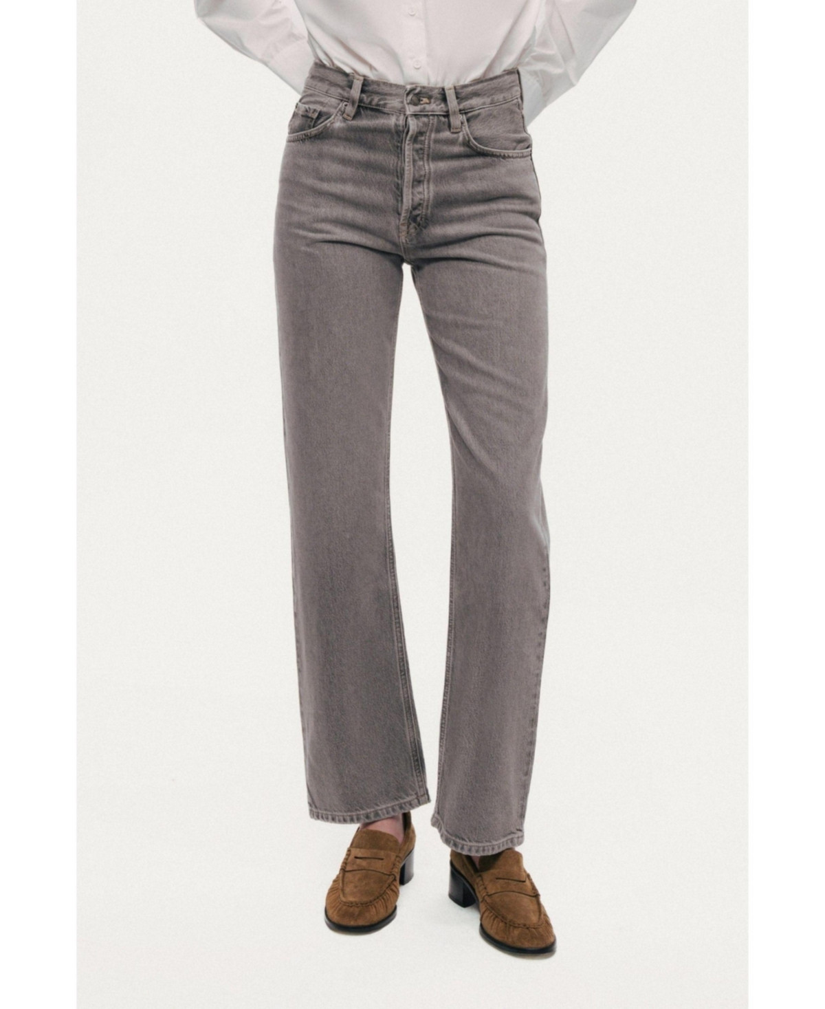 Nocturne Women's Washed Straight-Leg Jeans - Grey | Macy's