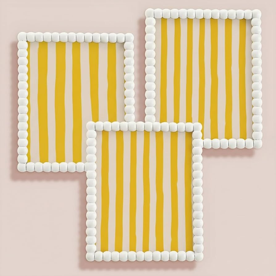 3 Pcs Beaded Picture Frames 8x10 Inch White Picture Frame Maximalist Decorative Wavy Art Front Ta... | Amazon (US)